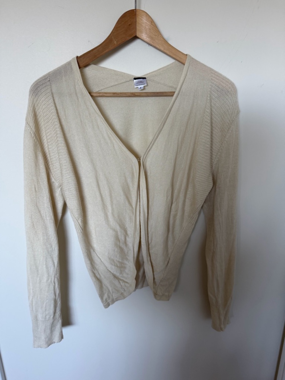 Silk Cashmere Cream Cardigan Women’s XS/S Lightweight Sheer Quiet Luxury Layer